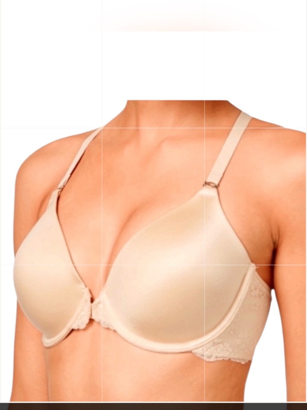 Maidenform One Fab Fit Racerback Front Closure Bra Lace Nude Beige Tan Size 34D